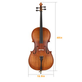 Ozici Full Side 4/4 Matte Natural Color Spruce Panel Cello with Bag Bow Rosin Bridge Strings